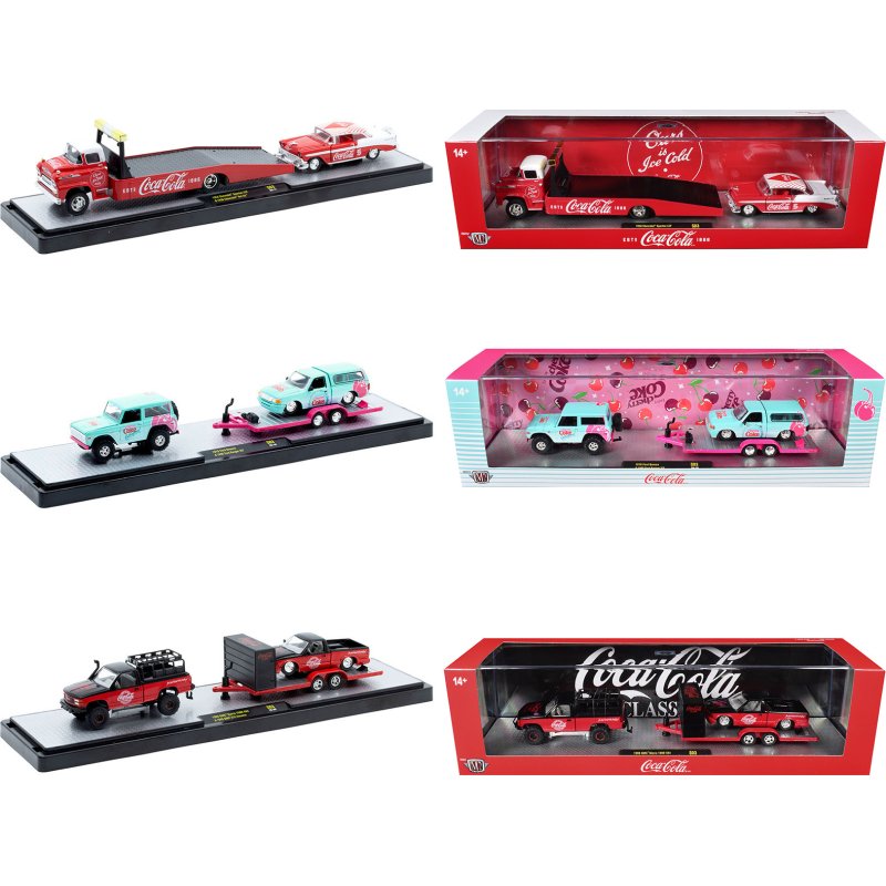 auto haulers "coca cola" set of 3 pieces release s03 limited edition to 4800 pieces worldwide 1/64 diecast model by m2 machines