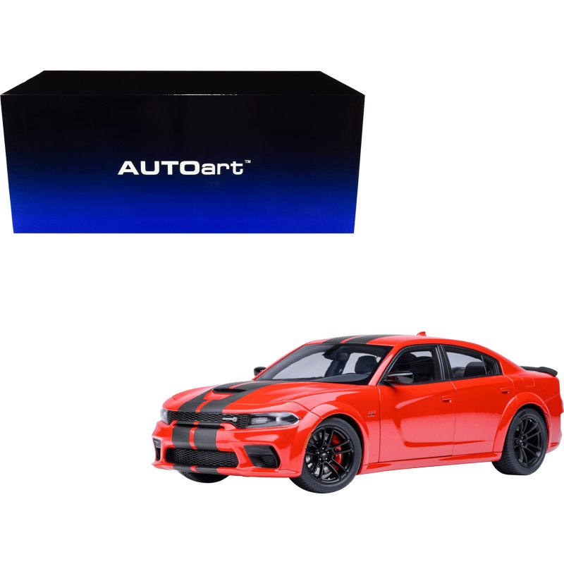 dodge charger scat pack widebody torred with carbon stripes 1/18 model car by autoart