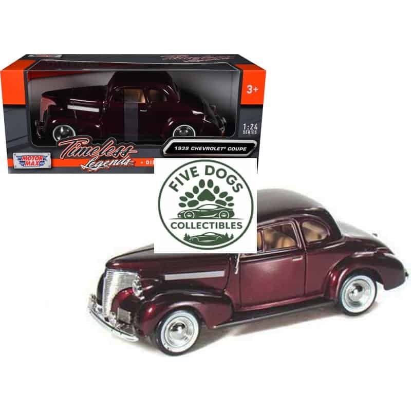 Vintage 1939 Chevrolet Coupe die-cast collectible toy car.
