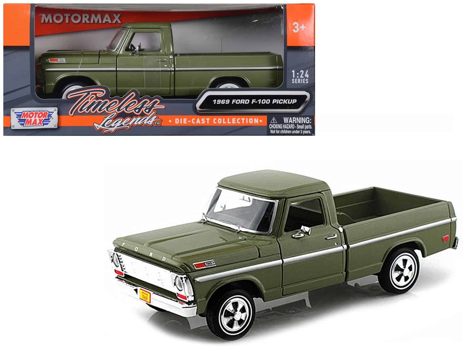 1969 ford f 100 pickup truck green 1/24 diecast model car by motormax 1969 ford f 100 pickup truck green 1/24 diecast model car by motormax