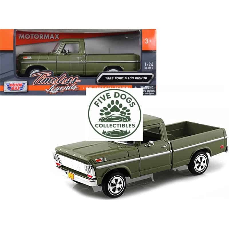 Detailed 1989 Ford F-100 pickup truck die-cast model in green, perfect for collectors and enthusiast.
