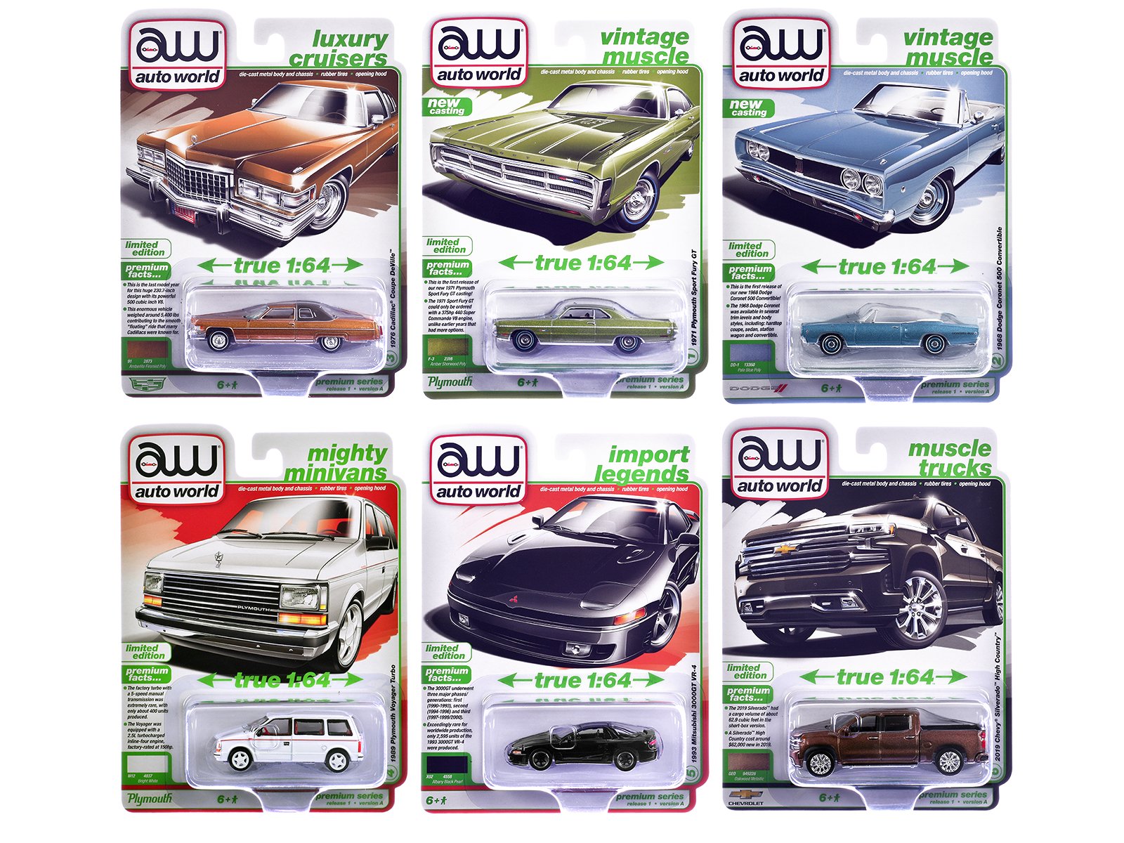auto world premium 2026 release 1 set a of 6 pieces 1/64 diecast model cars by auto world auto world premium 2026 release 1 set a of 6 pieces 1/64 diecast model cars by auto world