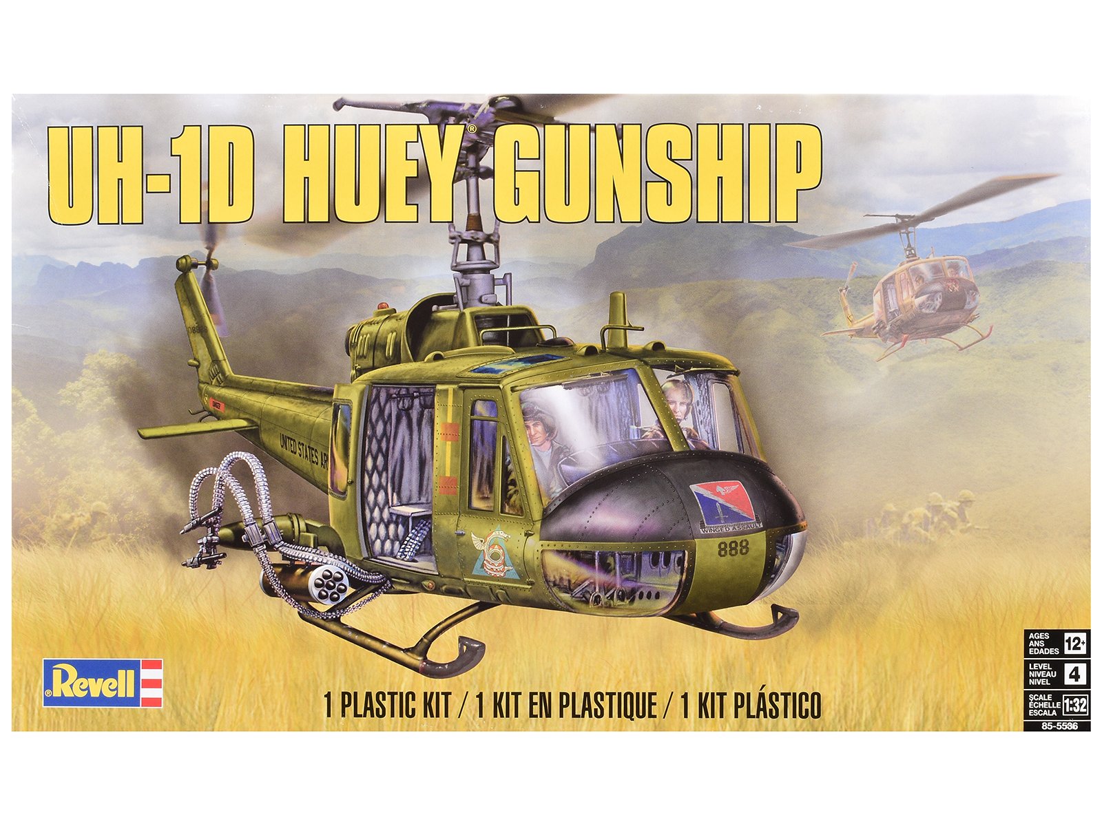 level 4 model kit bell uh 1d iroquois "huey" gunship helicopter 1/32 scale model by revell level 4 model kit bell uh 1d iroquois "huey" gunship helicopter 1/32 scale model by revell