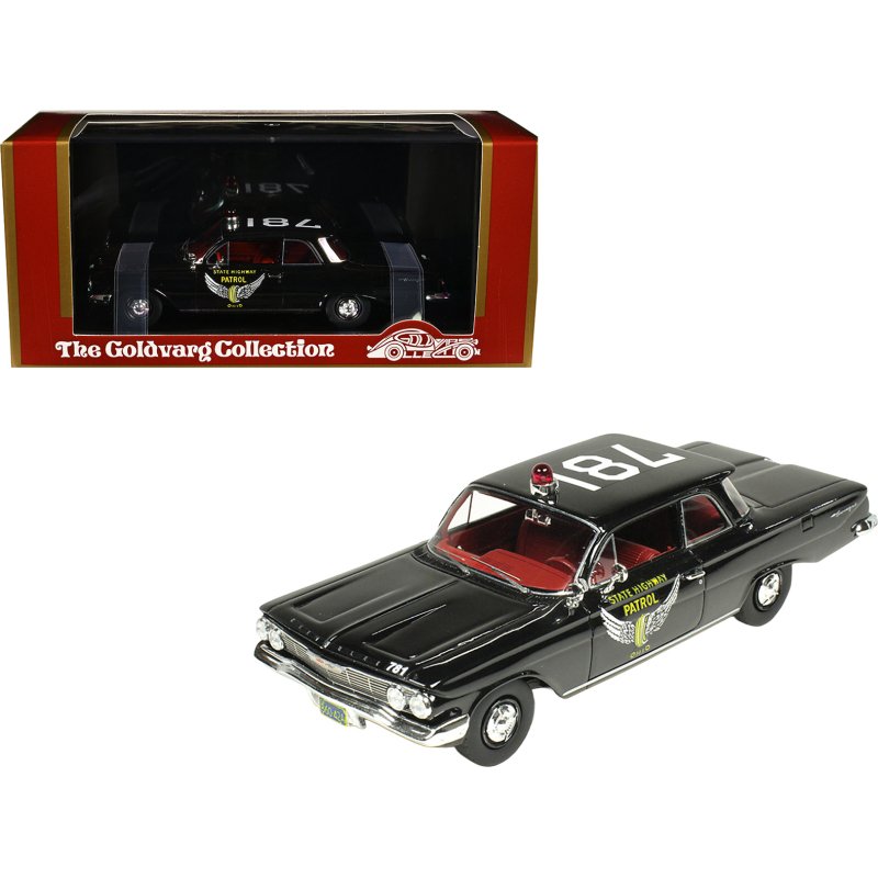 1961 chevrolet biscayne "ohio state highway patrol" black with red interior limited edition to 150 pieces worldwide 1/43 model car by goldvarg collection