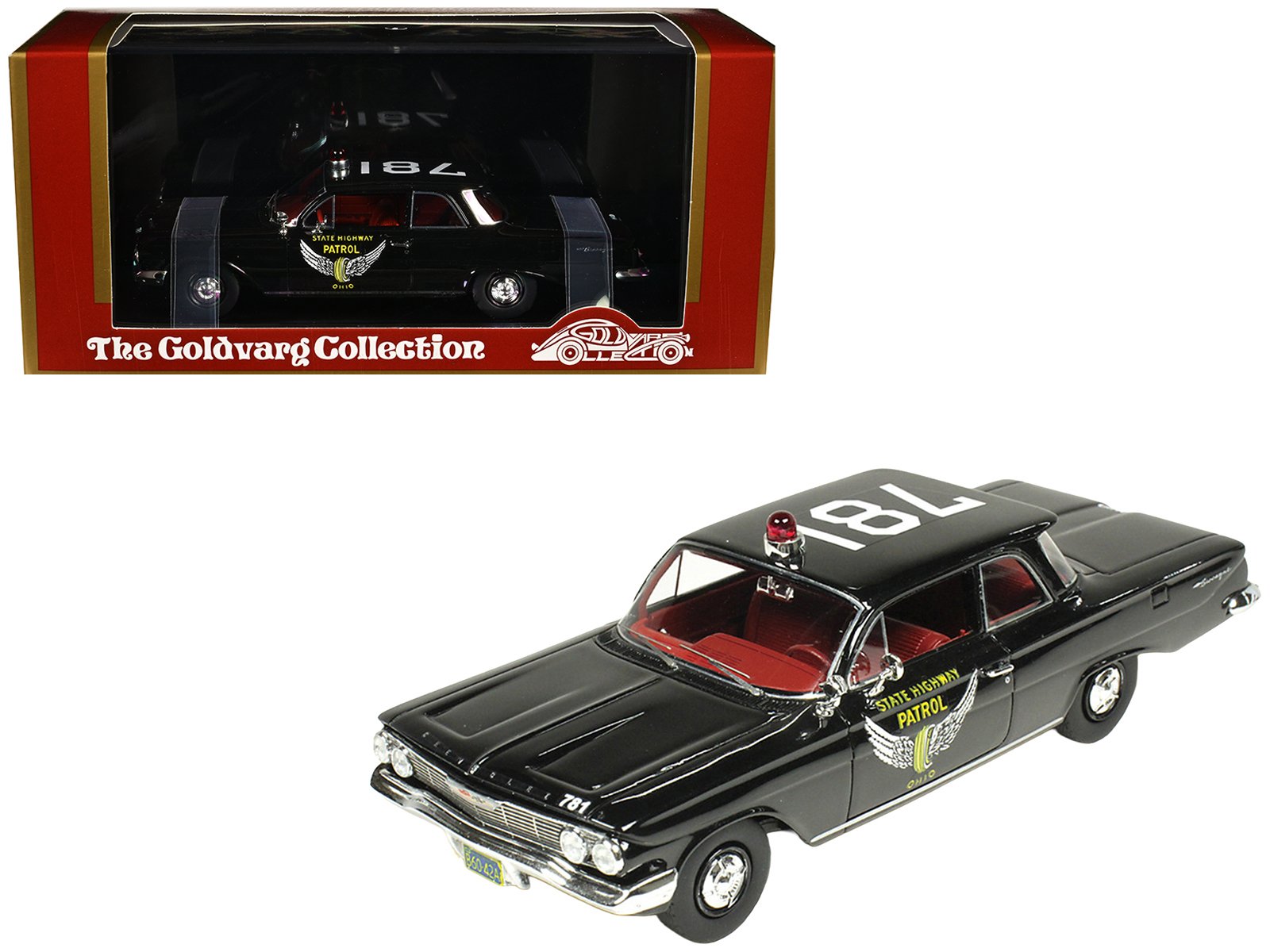 1961 chevrolet biscayne "ohio state highway patrol" black with red interior limited edition to 150 pieces worldwide 1/43 model car by goldvarg collection 1961 chevrolet biscayne "ohio state highway patrol" black with red interior limited edition to 150 pieces worldwide 1/43 model car by goldvarg collection