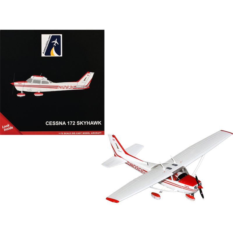 cessna 172 skyhawk aircraft "n12631" red and white "gemini general aviation" series 1/72 diecast model by geminijets