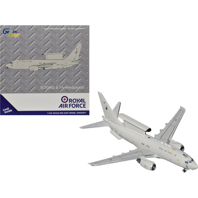 boeing e 7a wedgetail aircraft "royal air force" (wt001) gray "gemini macs" series 1/400 diecast model by geminijets