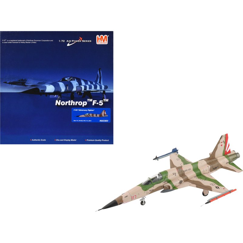 northrop f 5n tiger ii aircraft "red 117 761533 adversary fighter vfc 111 sundowners" united states navy "air power series" 1/72 diecast model by hobby master