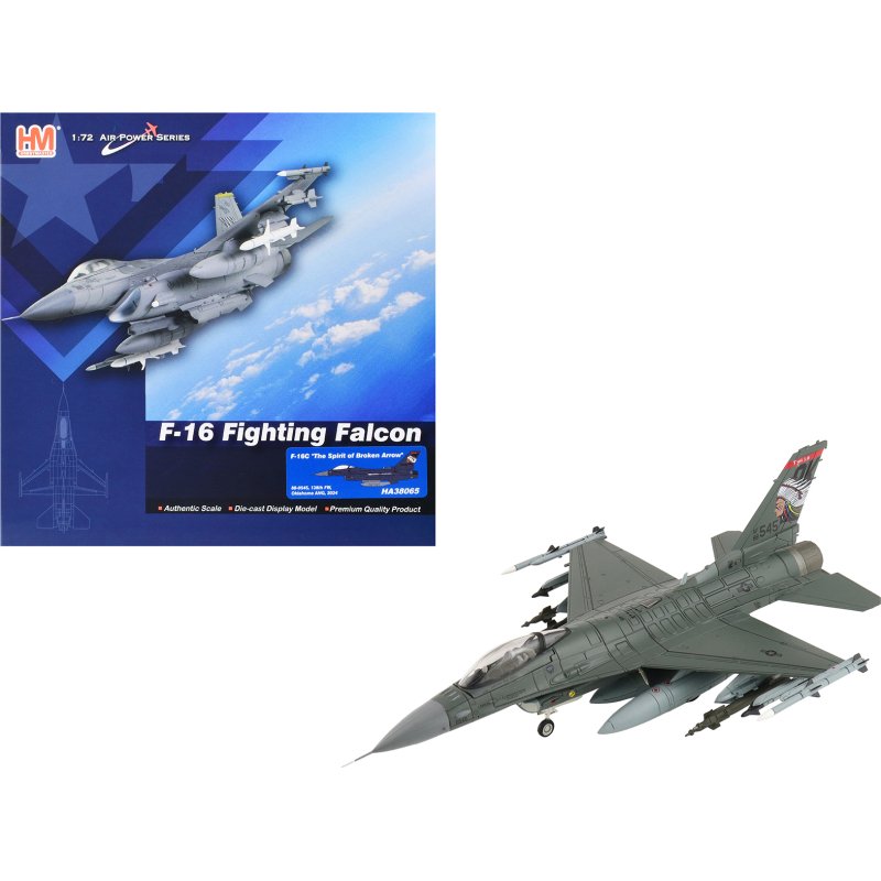 lockheed f 16c fighting falcon fighter aircraft "88 0545 138th fighter wing oklahoma air national guard" (2024) united states air force "air power series" 1/72 diecast model by hobby master
