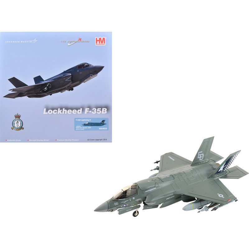 lockheed martin f 35b lightning ii aircraft (beast mode) "170533 vmfa 533 hawks" (2025) united states marine corps "air power series" 1/72 diecast model by hobby master
