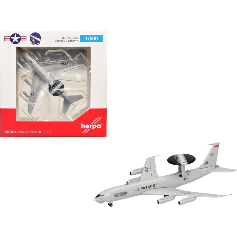 boeing e 3 sentry aircraft "961st airborne air control squadron kadena air base" (81 0005) united states air force 1/500 diecast model airplane by herpa