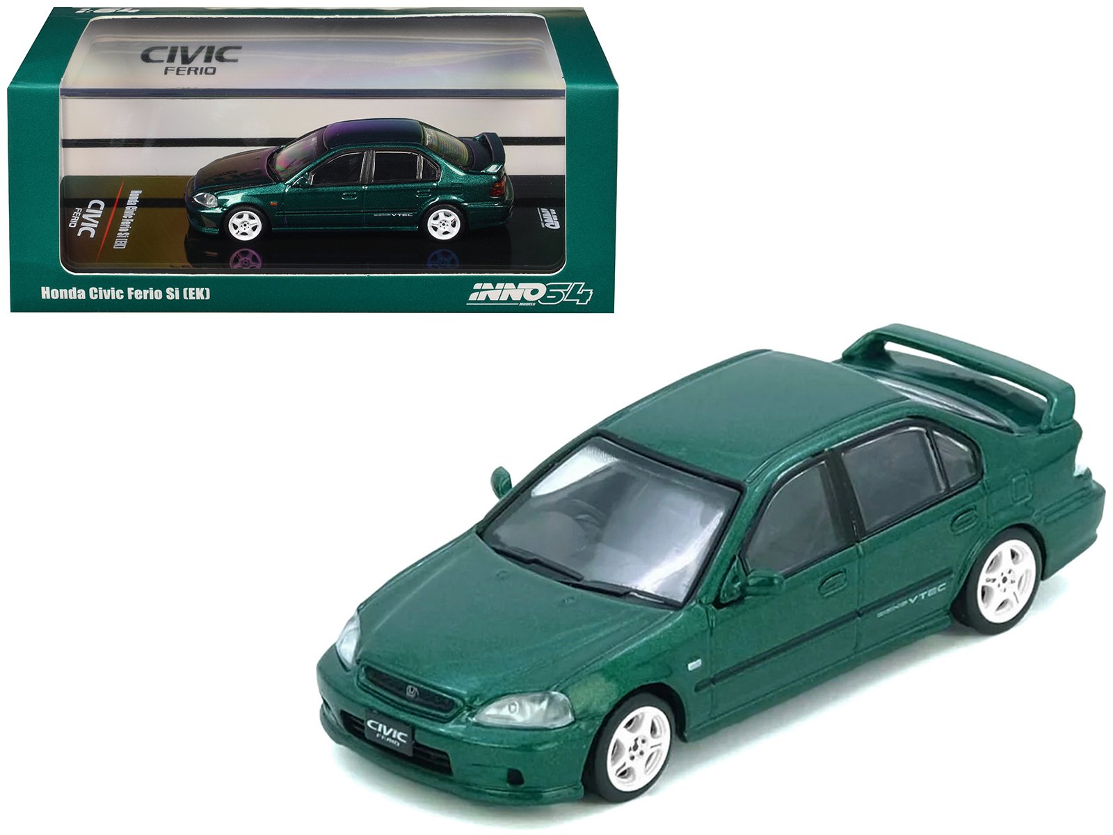 honda civic ferio si (ek) rhd (right hand drive) green metallic 1/64 diecast model car by inno models honda civic ferio si (ek) rhd (right hand drive) green metallic 1/64 diecast model car by inno models