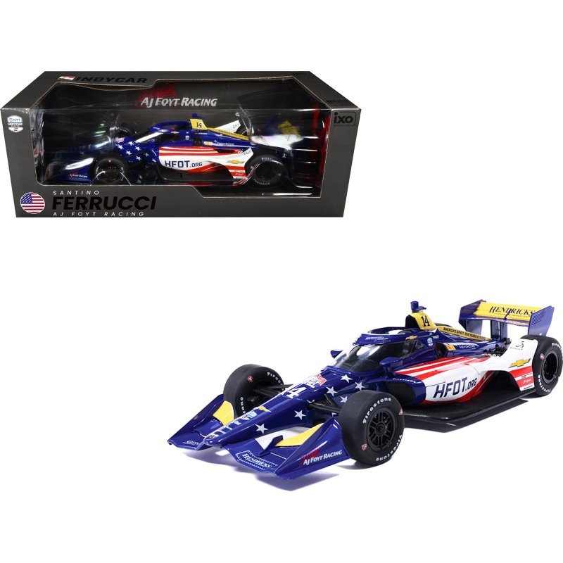 dallara indycar #14 santino ferrucci "hfot.org" aj foyt racing (road course configuration) "ntt indycar series" (2026) 1/18 diecast model car by ixo models