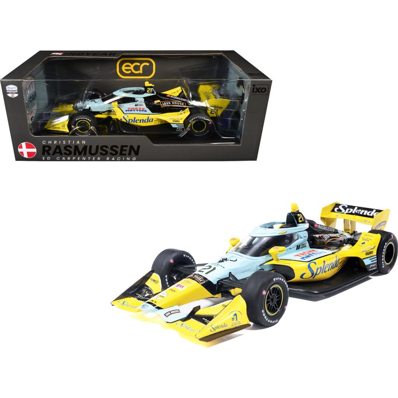 dallara indycar #21 christian rasmussen "splenda" ed carpenter racing (road course configuration) "ntt indycar series" (2026) 1/18 diecast model car by ixo models