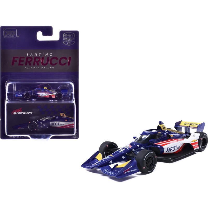 dallara indycar #14 santino ferrucci "hfot.org" aj foyt racing (road course configuration) "ntt indycar series" (2026) 1/64 diecast model car by ixo models