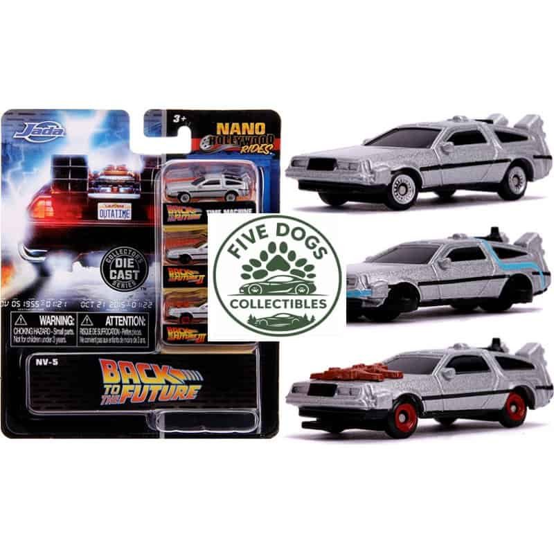DeLorean time machine toy cars from Back to the Future with detailed design and packaging. Perfect f.
