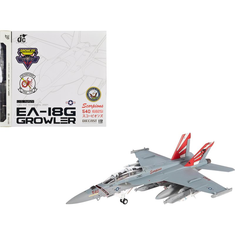boeing ea 18g growler aircraft "vaq 132 scorpions" united states navy 1/72 diecast model by jc wings
