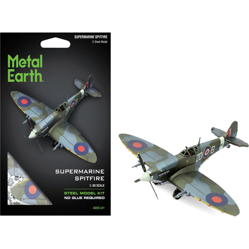 model kit supermarine spitfire fighter aircraft "british royal air force" (moderate difficulty) steel model by metal earth