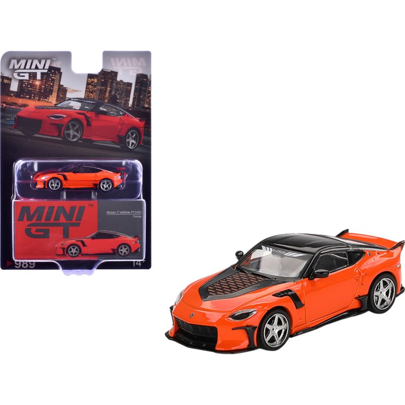 nissan z veilside ffz400 orange with black top limited edition 1/64 diecast model car by mini gt