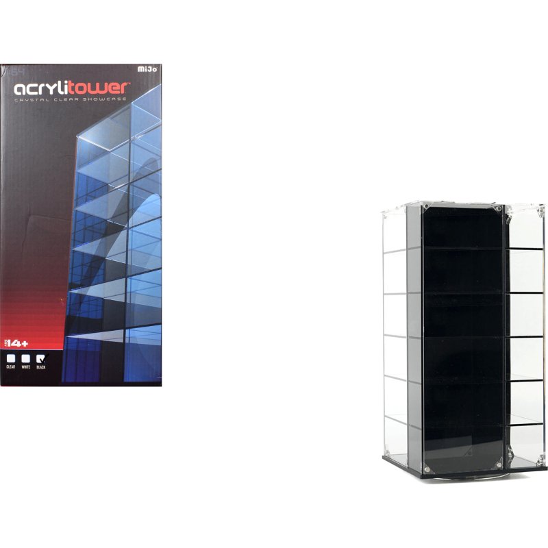 acrylitower showcase 24 car display desktop spinner with cover "mijo exclusives" for 1/64 scale models