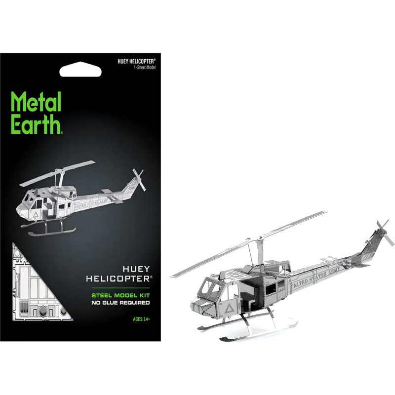 model kit bell uh 1 iroquois "huey" helicopter "united states army" (easy difficulty) steel model by metal earth