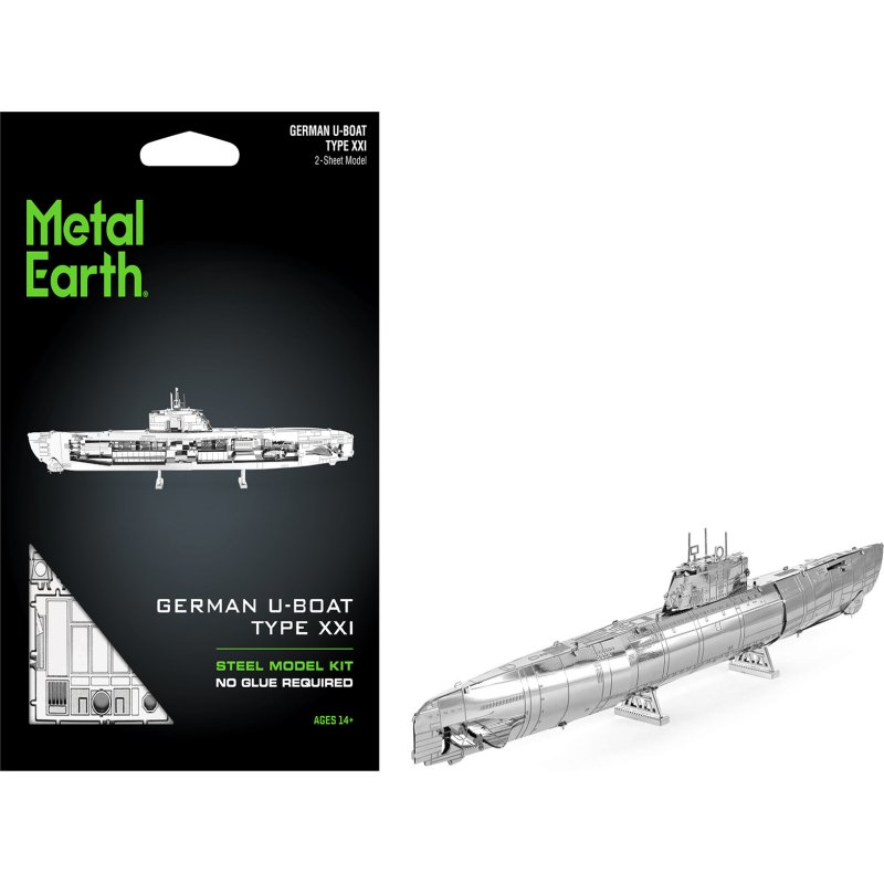 model kit german u boat type xxi submarine (challenging difficulty) steel model by metal earth