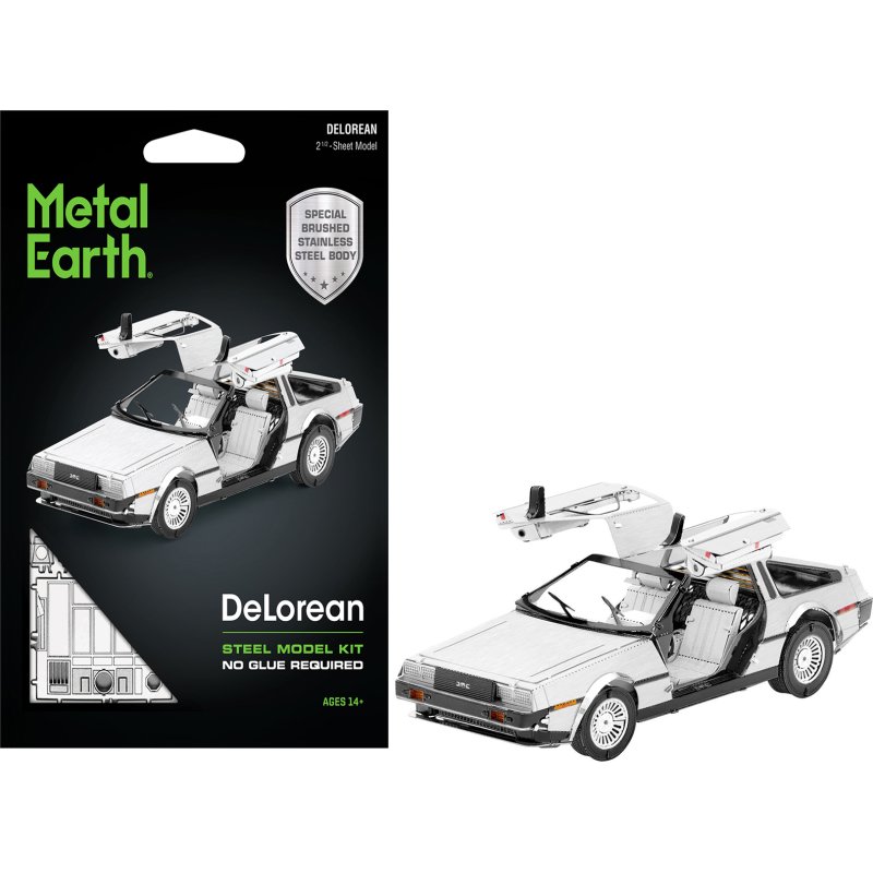 model kit delorean brushed metal (moderate difficulty) steel model by metal earth