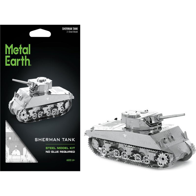 model kit american sherman tank (moderate difficulty) steel model by metal earth