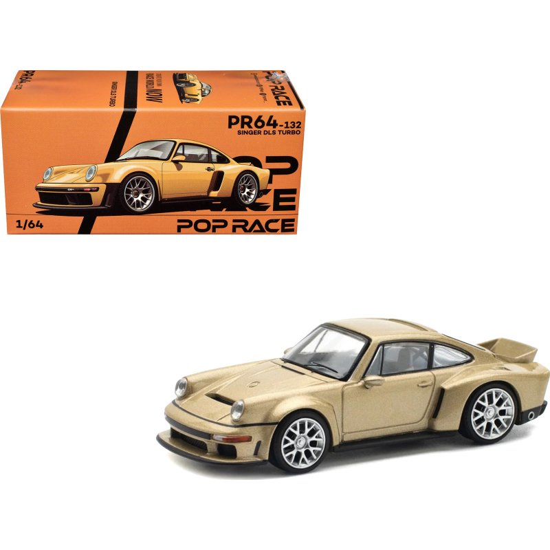 singer dls turbo gold metallic 1/64 diecast model car by pop race