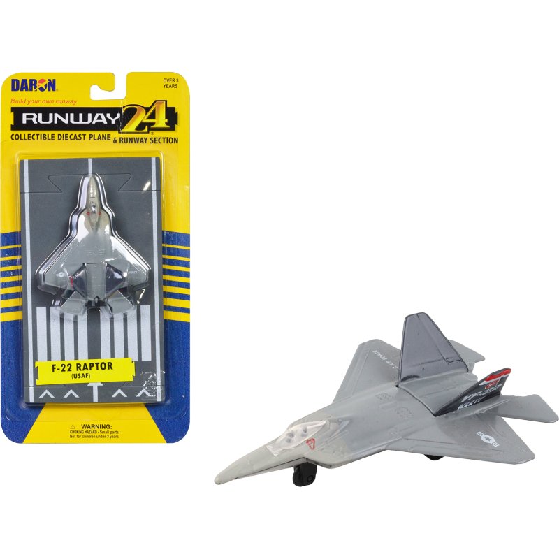 lockheed martin f 22 raptor stealth aircraft gray "united states air force yf 22" with runway section diecast model airplane by runway24