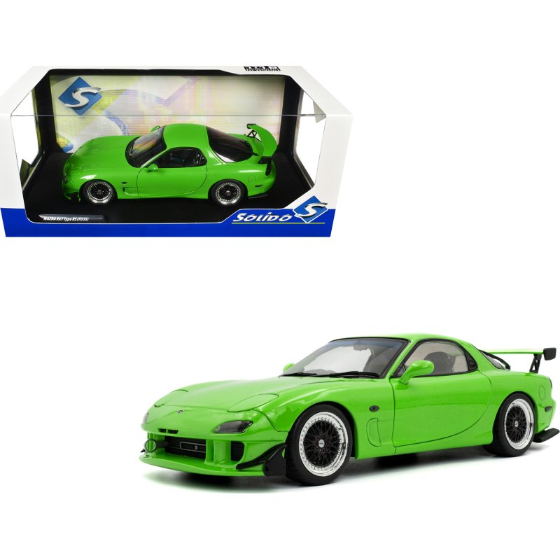 1999 mazda rx7 type rs (fd3rs) rhd (right hand drive) neon green 1/18 diecast model car by solido