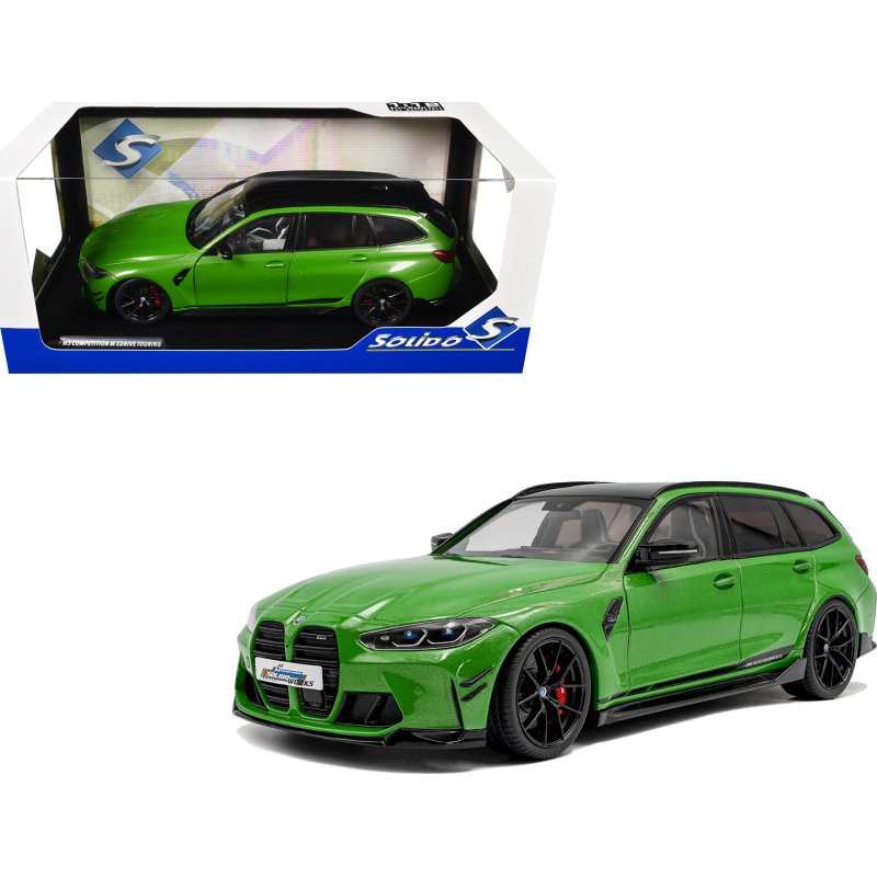 2024 bmw m3 competition m xdrive touring green metallic with black top 1/18 diecast model car by solido
