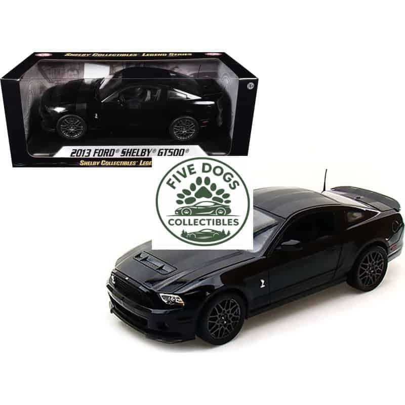 Detailed 2013 Ford Shelby GT500 collectible diecast car in sleek black finish.