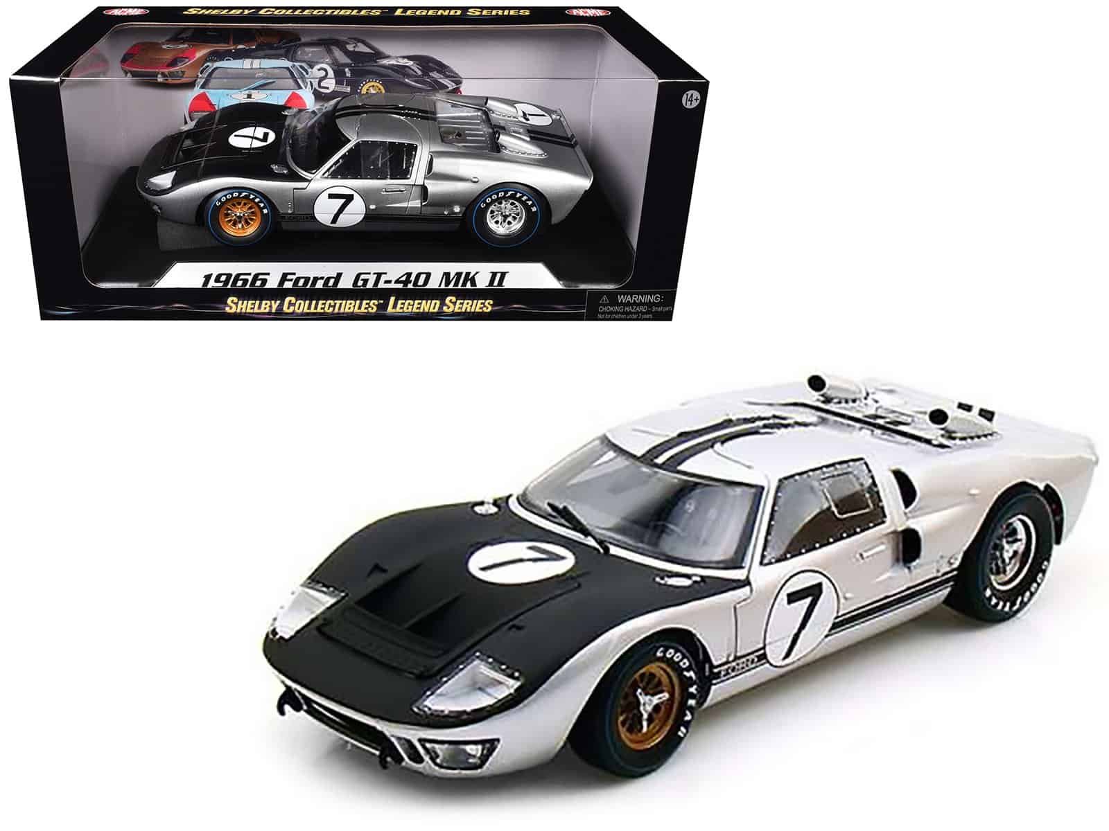 1966 ford gt 40 mk ii #7 silver 1/18 diecast model car by shelby collectibles 1966 ford gt 40 mk ii #7 silver 1/18 diecast model car by shelby collectibles