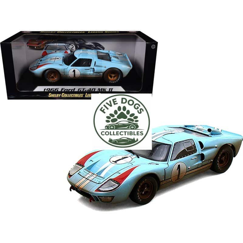 Detailed 1966 Ford GT-40 MK II diecast car in Shelby Legends Series.