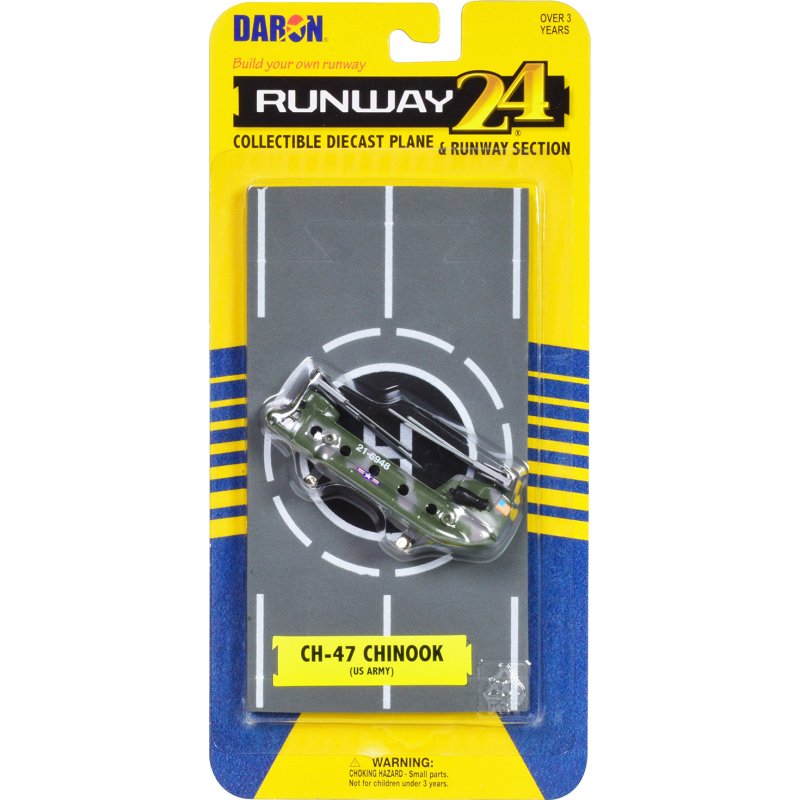 boeing ch 47 chinook helicopter olive camouflage "united states army" with runway section diecast model by runway24